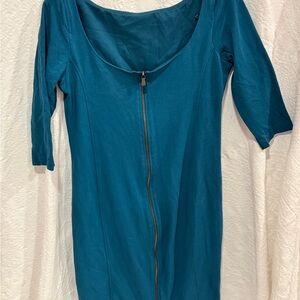Worth Teal Long Sleeve Dress with Zipper A9